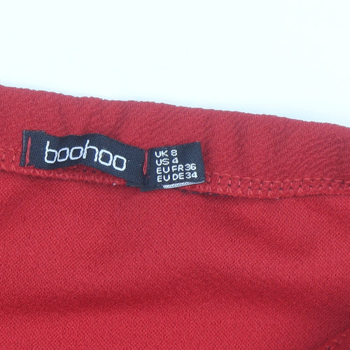 Boohoo Women’s Red Pencil Stretch Skirt Size 8 Knee Length