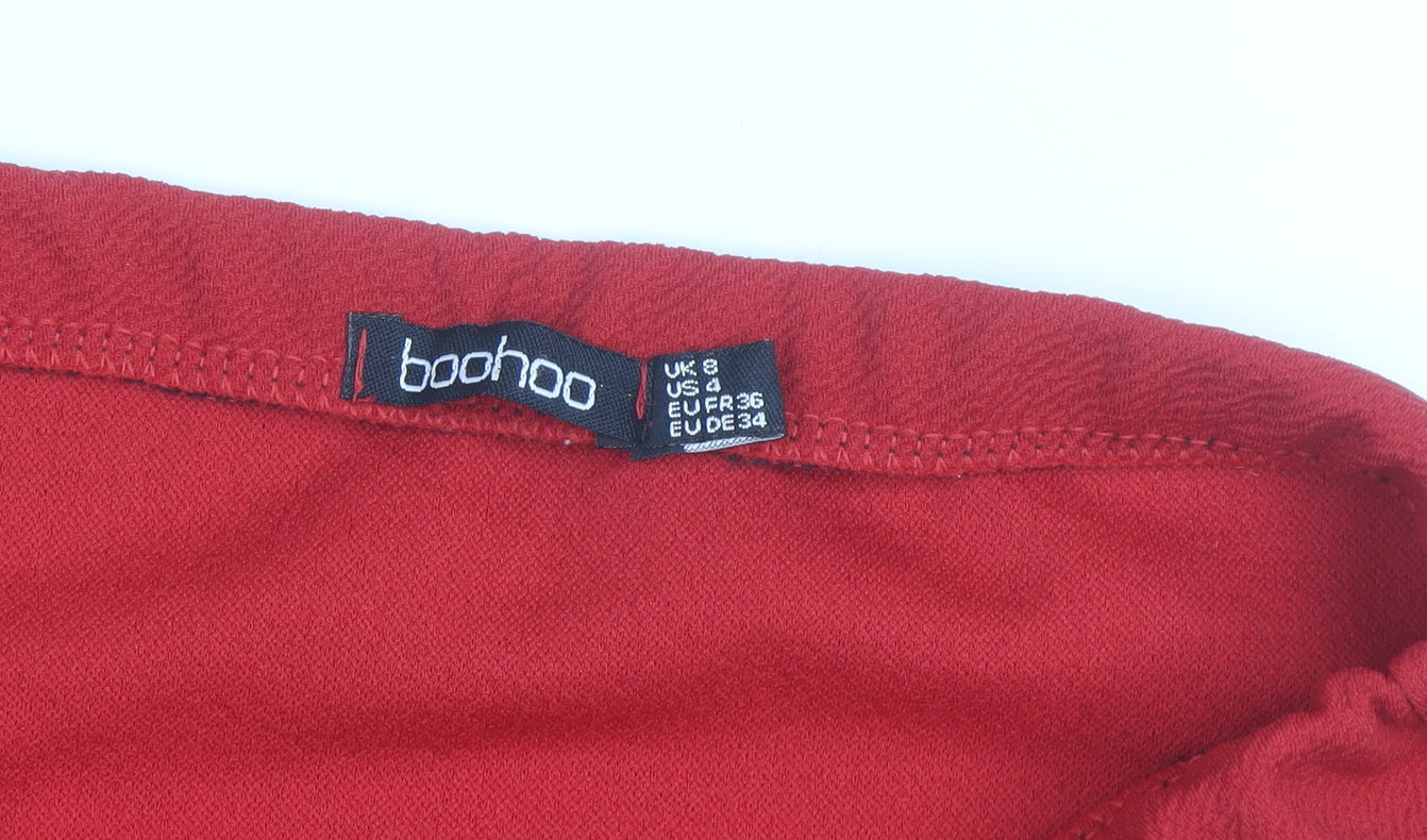 Boohoo Women’s Red Pencil Stretch Skirt Size 8 Knee Length