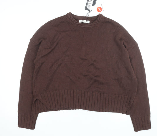 Marks and Spencer Women Brown Merino Wool Crew Neck Jumper Size 16