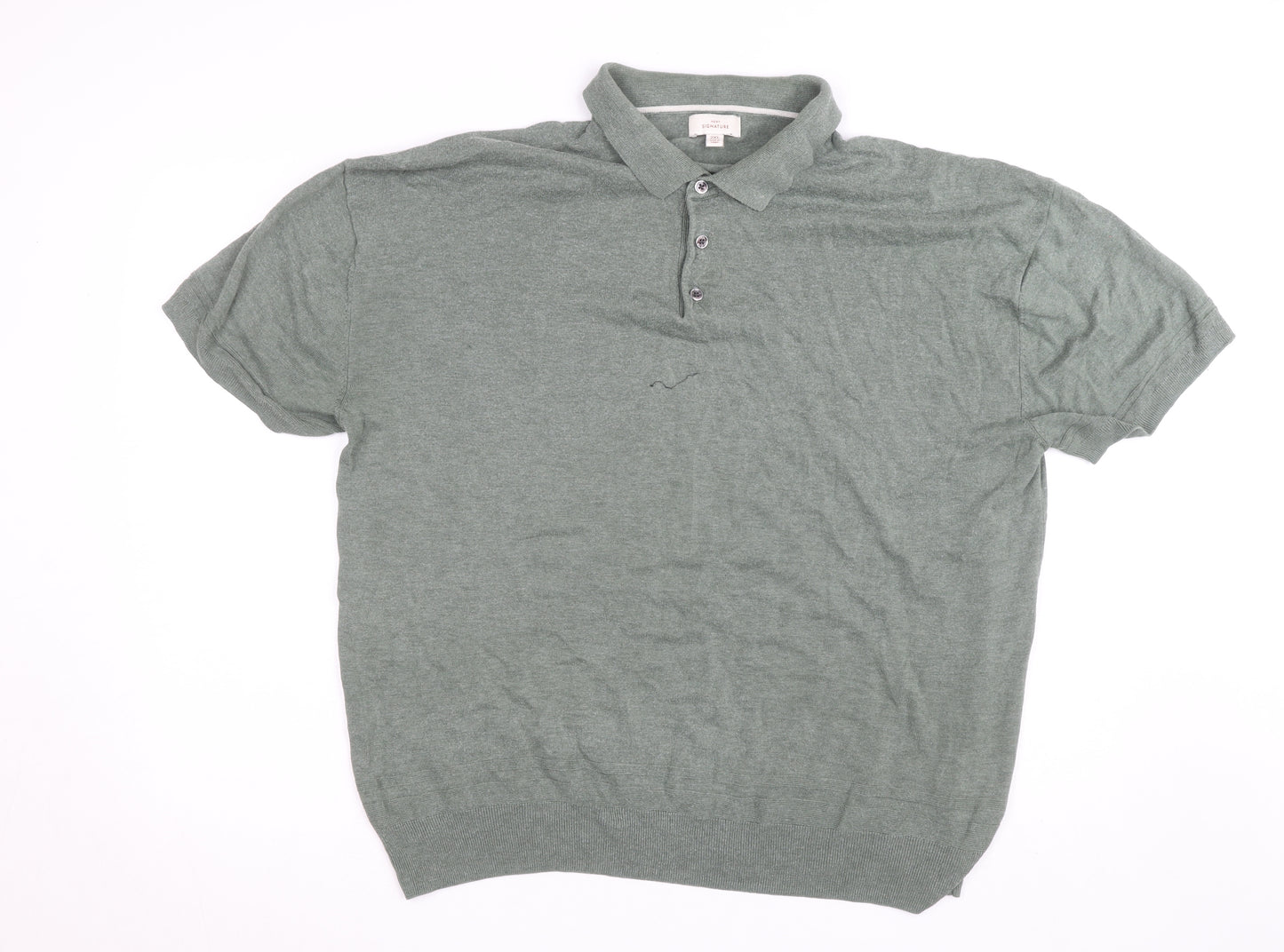 Next Signature Men's Green 2XL Cotton Silk Short Sleeve Polo Shirt