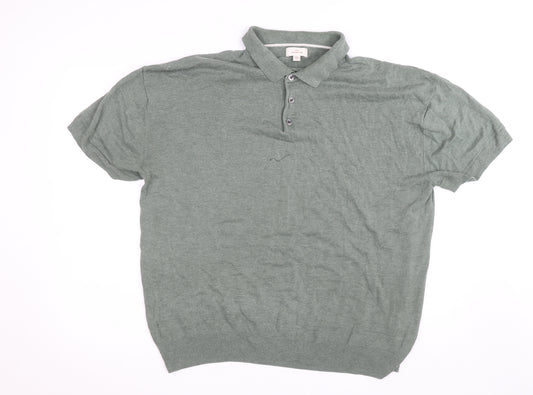 Next Signature Men's Green 2XL Cotton Silk Short Sleeve Polo Shirt