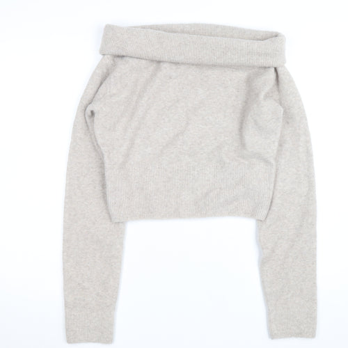 Weekday Women's Beige Wool Blend Cowl Neck Jumper Size M