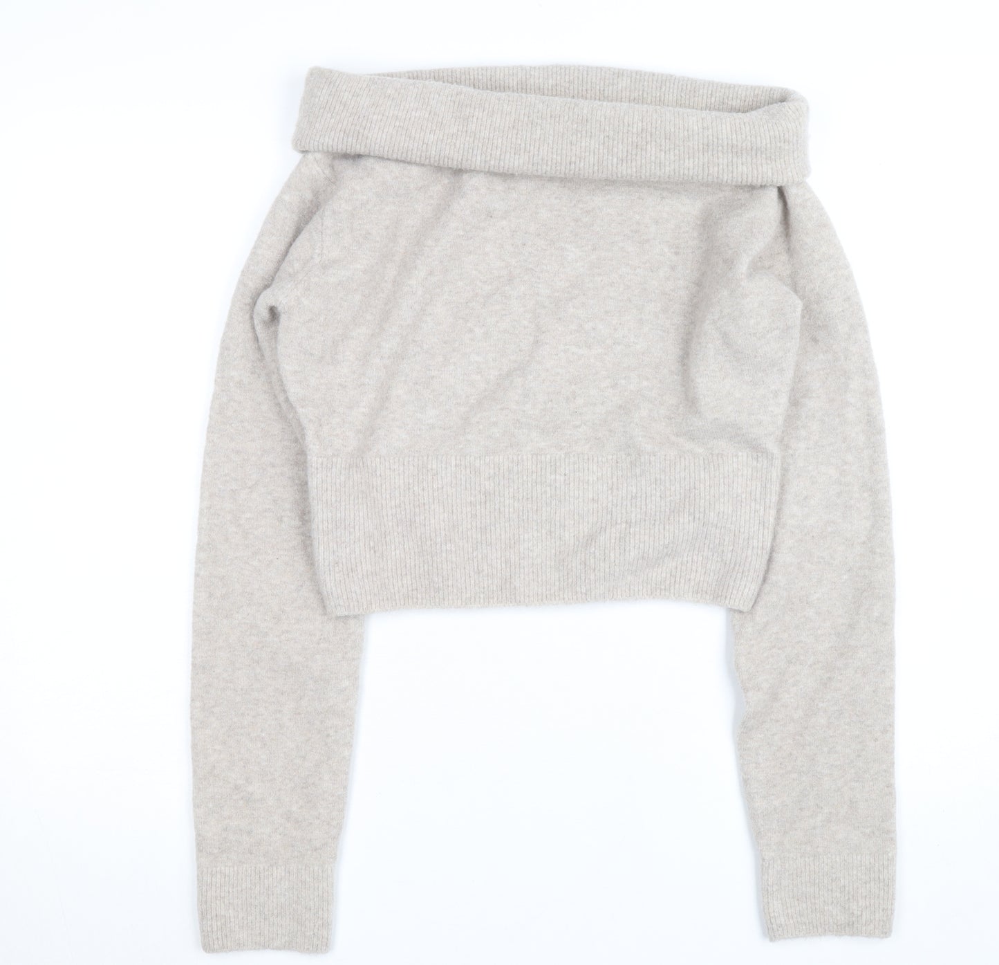 Weekday Women's Beige Wool Blend Cowl Neck Jumper Size M