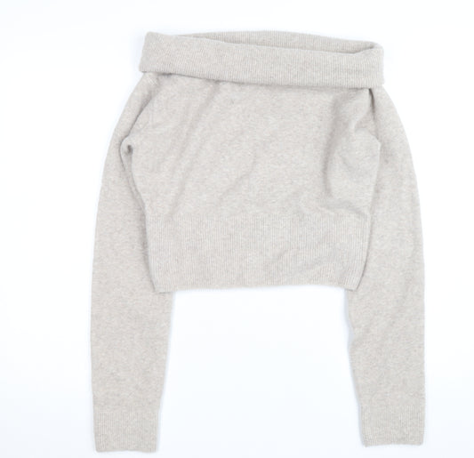 Weekday Women's Beige Wool Blend Cowl Neck Jumper Size M