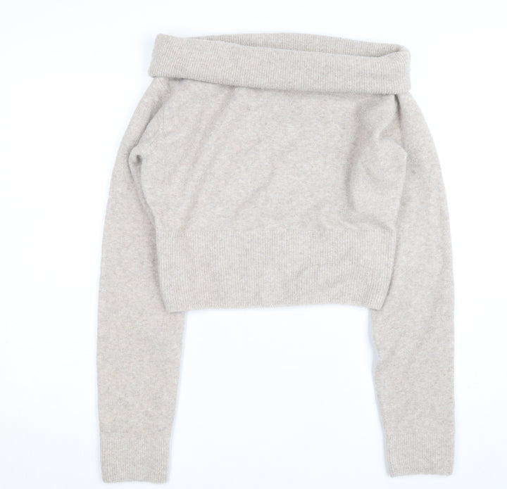 Weekday Women's Beige Wool Blend Cowl Neck Jumper Size M