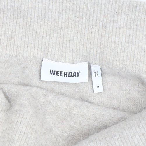 Weekday Women's Beige Wool Blend Cowl Neck Jumper Size M