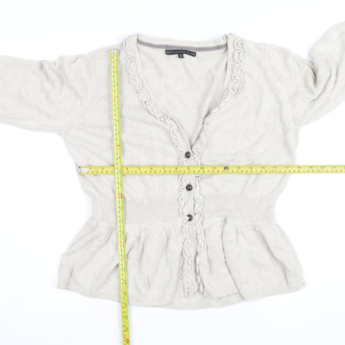 Betty Jackson Black Women's Beige Size 18 Ruffle Cardigan