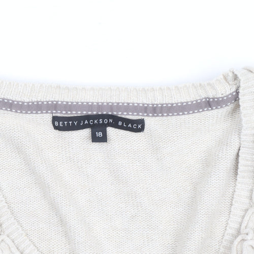 Betty Jackson Black Women's Beige Size 18 Ruffle Cardigan