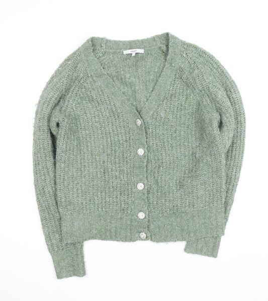 Next Women’s Green Chunky-Knit V-Neck Cardigan Size S