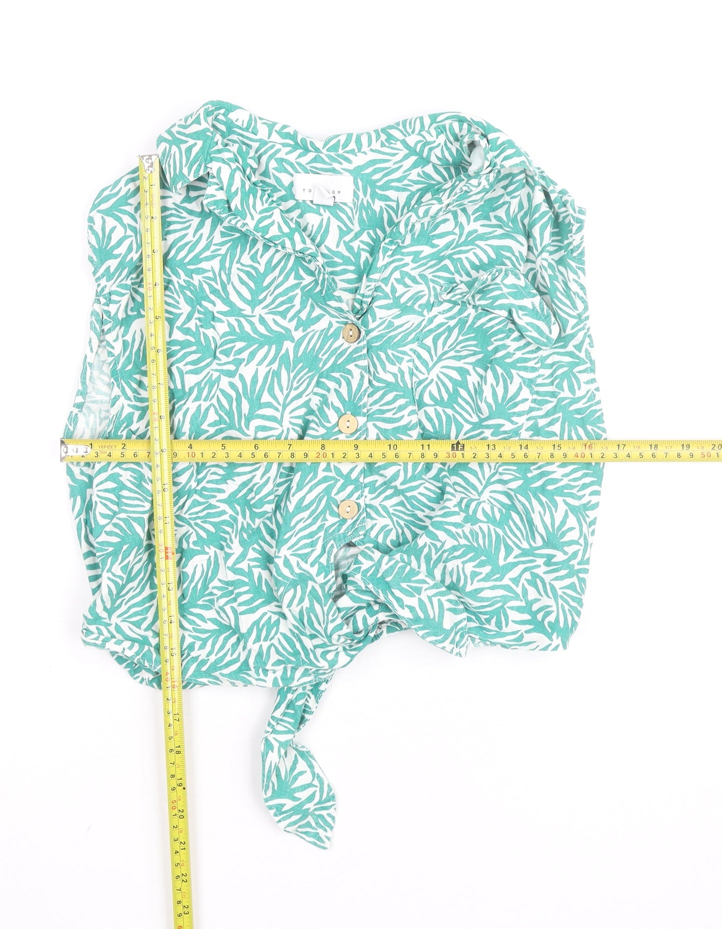 Topshop Women’s Green Tropical Sleeveless Cropped Blouse UK 10