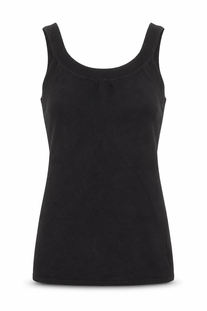 Front view of Jeffrey Rogers Women's Black Knit Angora Tank Top, size 14