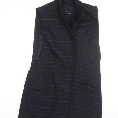 Zara Basic Men's Black Striped Waistcoat M Regular Fit Twill Lined