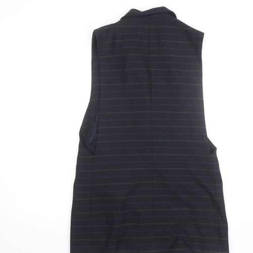 Zara Basic Men's Black Striped Waistcoat M Regular Fit Twill Lined