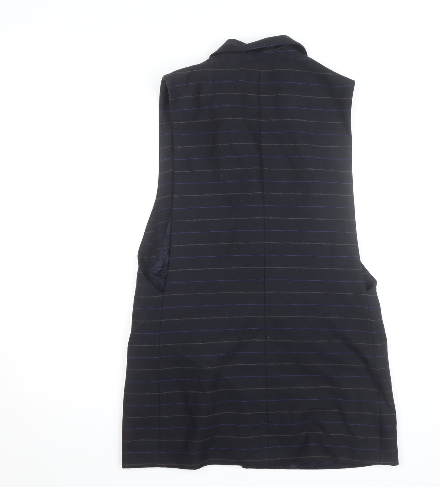 Zara Basic Men's Black Striped Waistcoat M Regular Fit Twill Lined