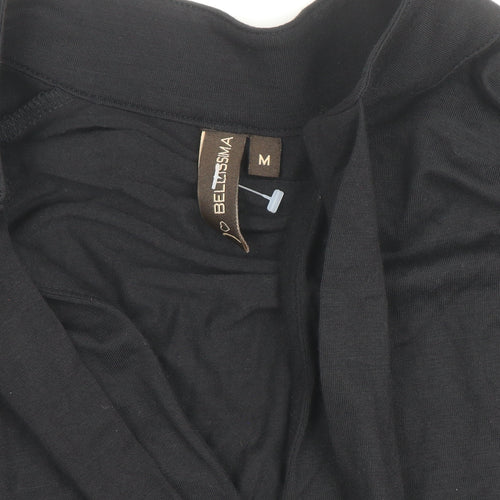 Bellissima Womens Black Long Sleeve Wrap V-Neck Blouse M