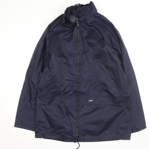 Walk About Men's Blue Waterproof Hooded Rain Coat Jacket Size M