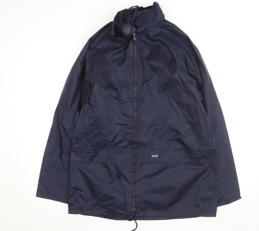 Walk About Men's Blue Waterproof Hooded Rain Coat Jacket Size M