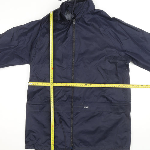 Walk About Men's Blue Waterproof Hooded Rain Coat Jacket Size M
