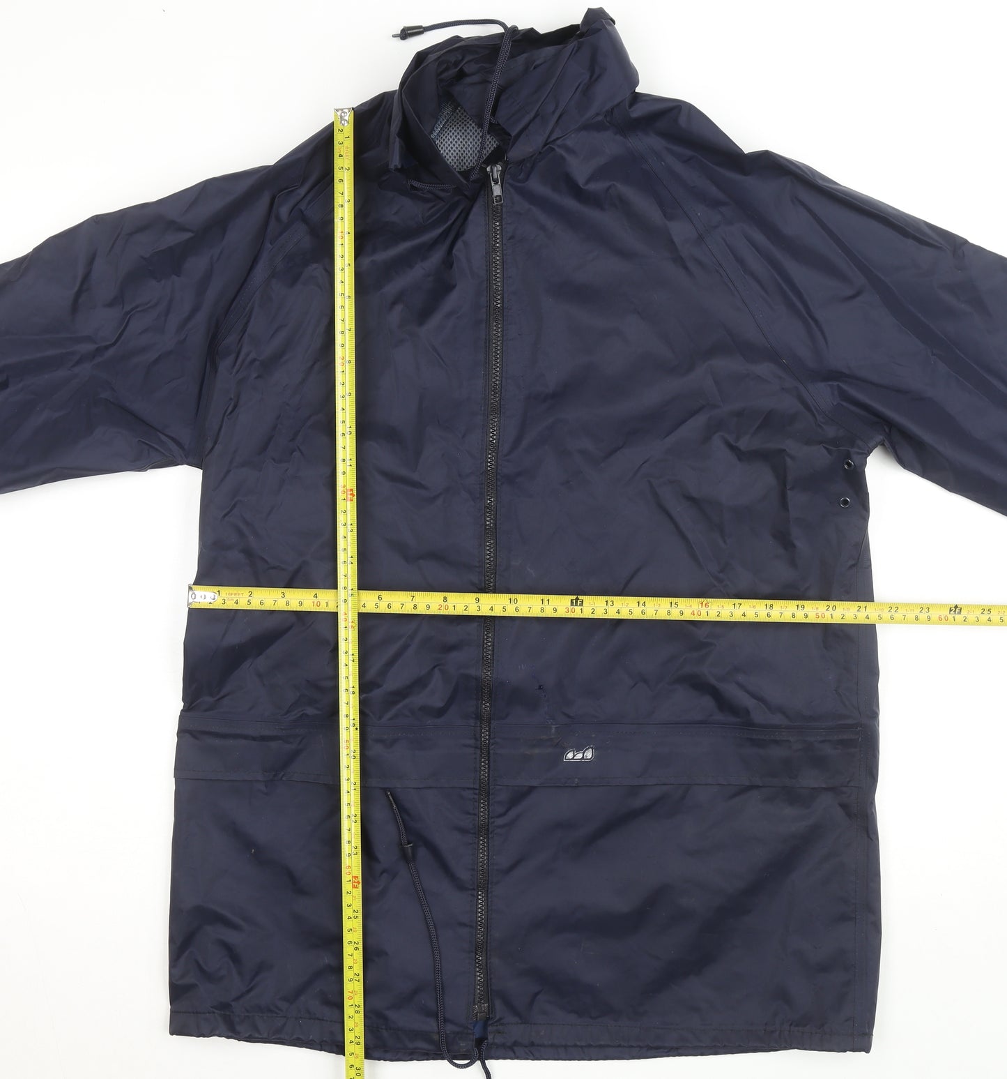 Walk About Men's Blue Waterproof Hooded Rain Coat Jacket Size M