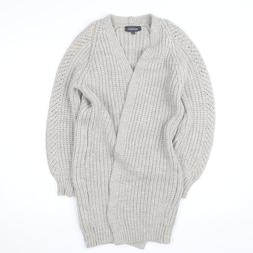 Sosandar Womens Beige Chunky Knit Long Cardigan Size S V-Neck