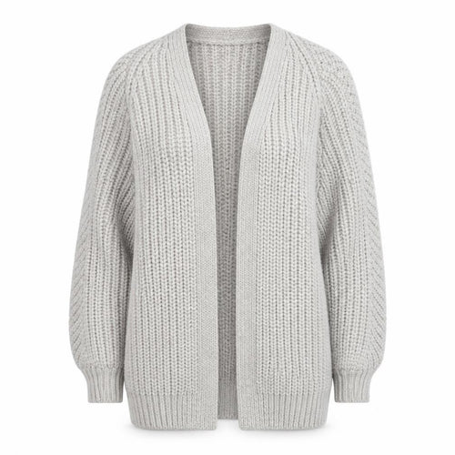 Sosandar Womens Beige Chunky Knit Long Cardigan Size S V-Neck