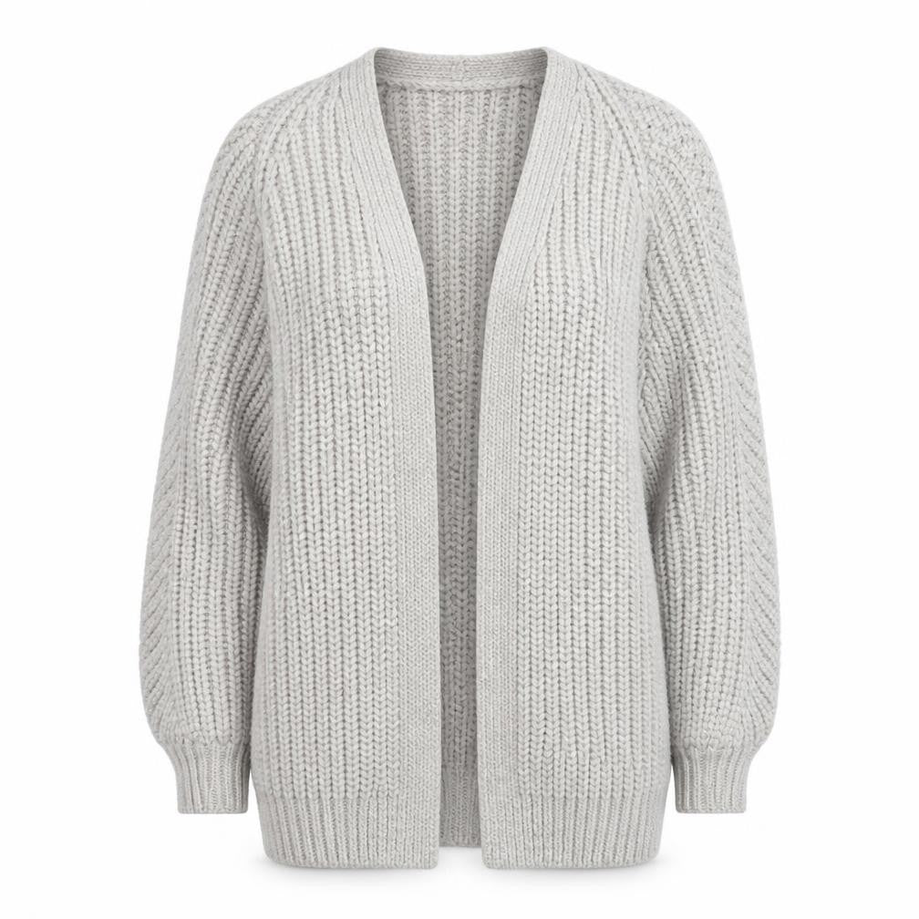 Sosandar Womens Beige Chunky Knit Long Cardigan Size S V-Neck