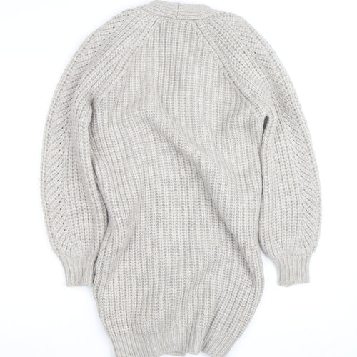 Sosandar Womens Beige Chunky Knit Long Cardigan Size S V-Neck