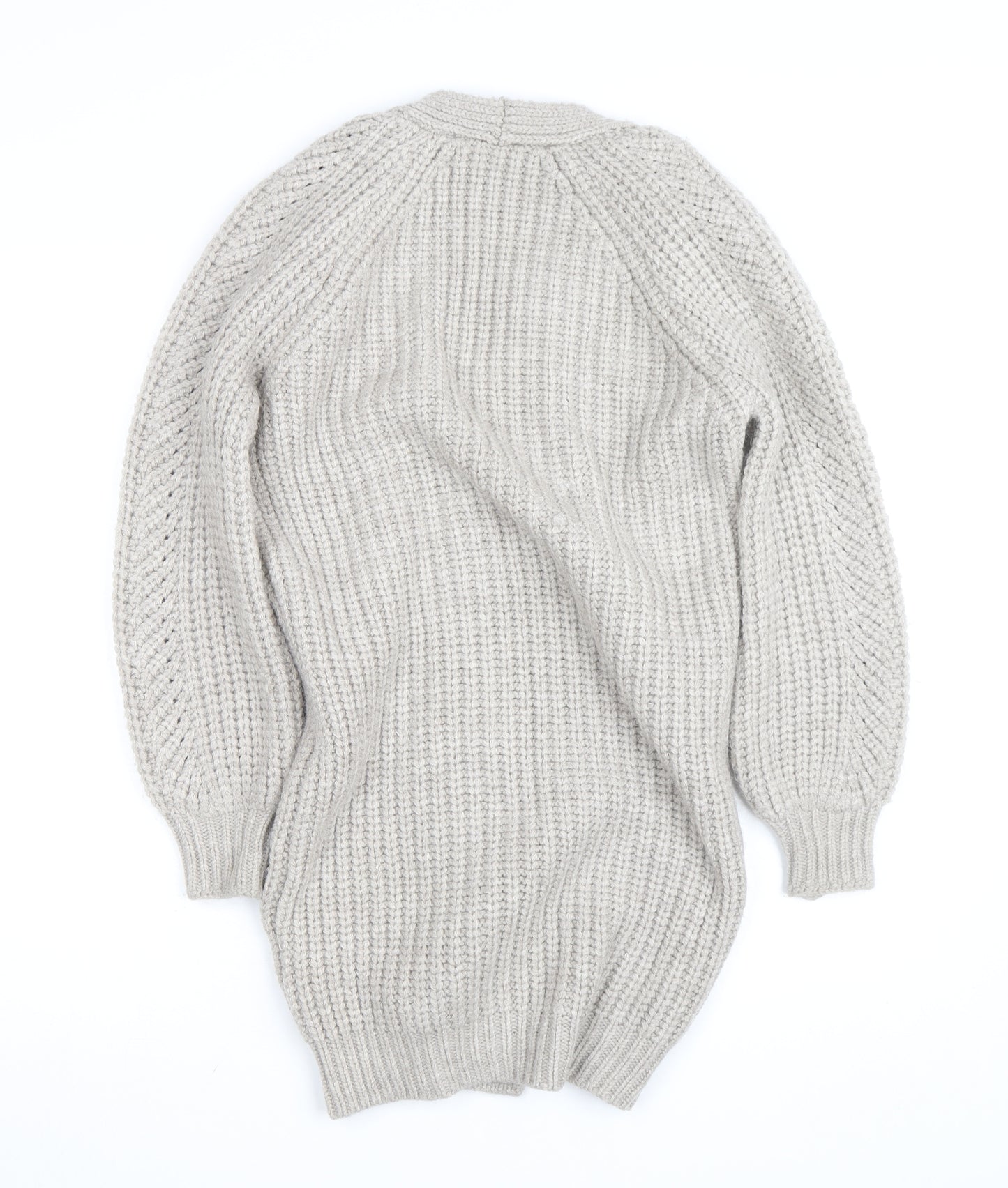 Sosandar Womens Beige Chunky Knit Long Cardigan Size S V-Neck