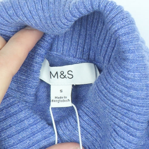 Marks and Spencer Women’s Blue Roll Neck Knit Jumper Size S