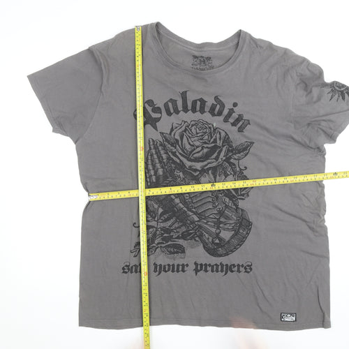 Gametee Men's Grey Paladin Graphic Cotton T-Shirt Size XL