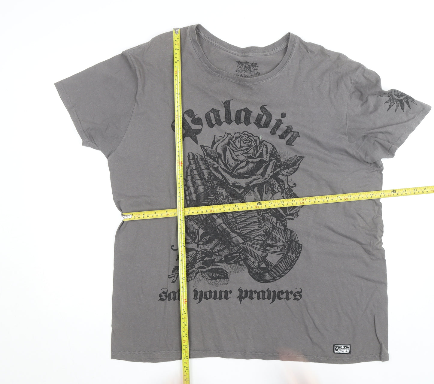 Gametee Men's Grey Paladin Graphic Cotton T-Shirt Size XL