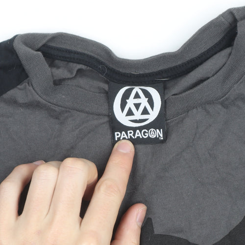 Paragon Men Grey Owl Graphic Long Sleeve Cotton T-Shirt XL