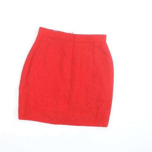 Magia by Anticoli Women Red Wool Tweed Pencil Skirt Size 14