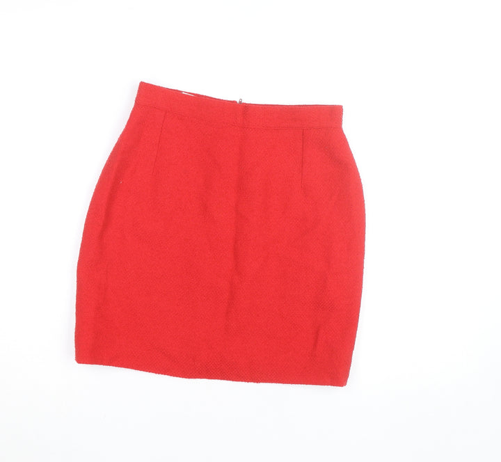 Magia by Anticoli Women Red Wool Tweed Pencil Skirt Size 14