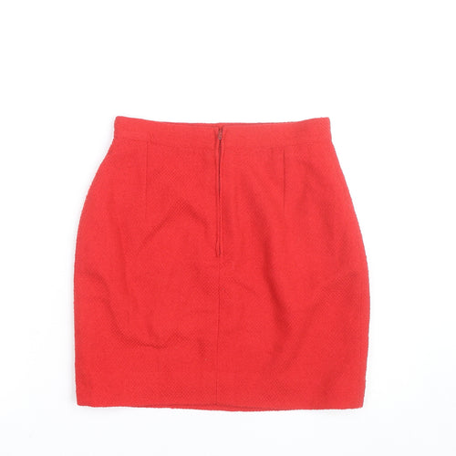 Magia by Anticoli Women Red Wool Tweed Pencil Skirt Size 14
