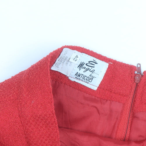 Magia by Anticoli Women Red Wool Tweed Pencil Skirt Size 14
