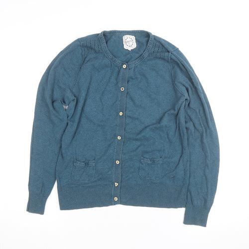 Mantanty Womens Blue Long Sleeve Knit Button Cardigan M
