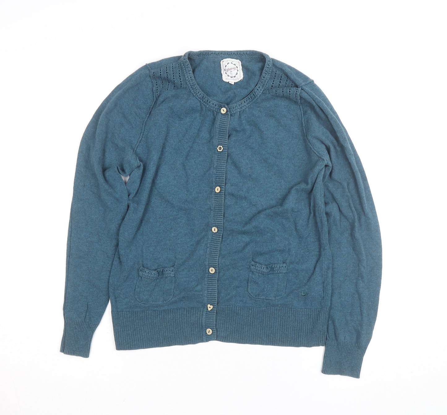 Mantanty Womens Blue Long Sleeve Knit Button Cardigan M
