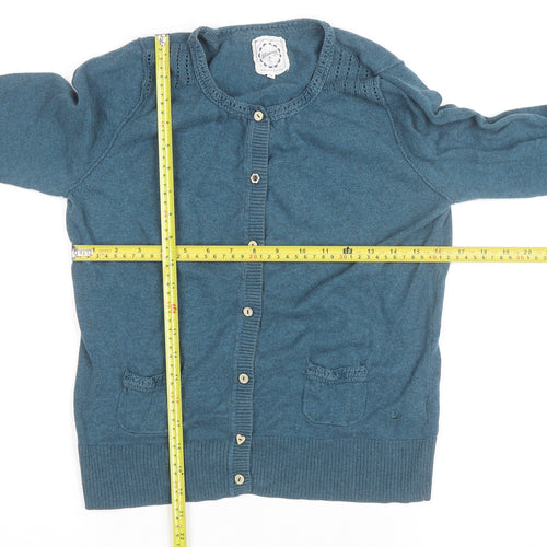 Mantanty Womens Blue Long Sleeve Knit Button Cardigan M
