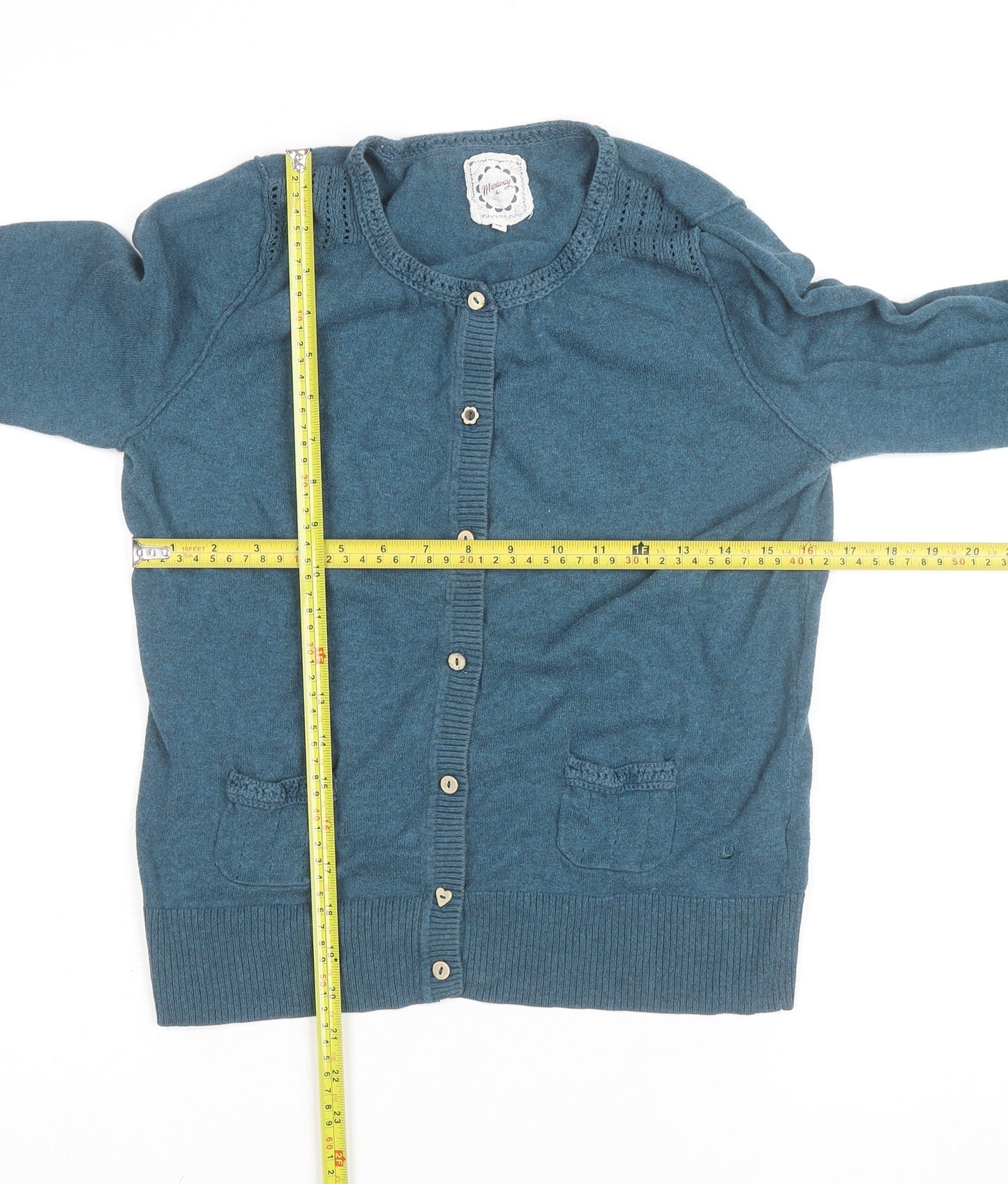 Mantanty Womens Blue Long Sleeve Knit Button Cardigan M