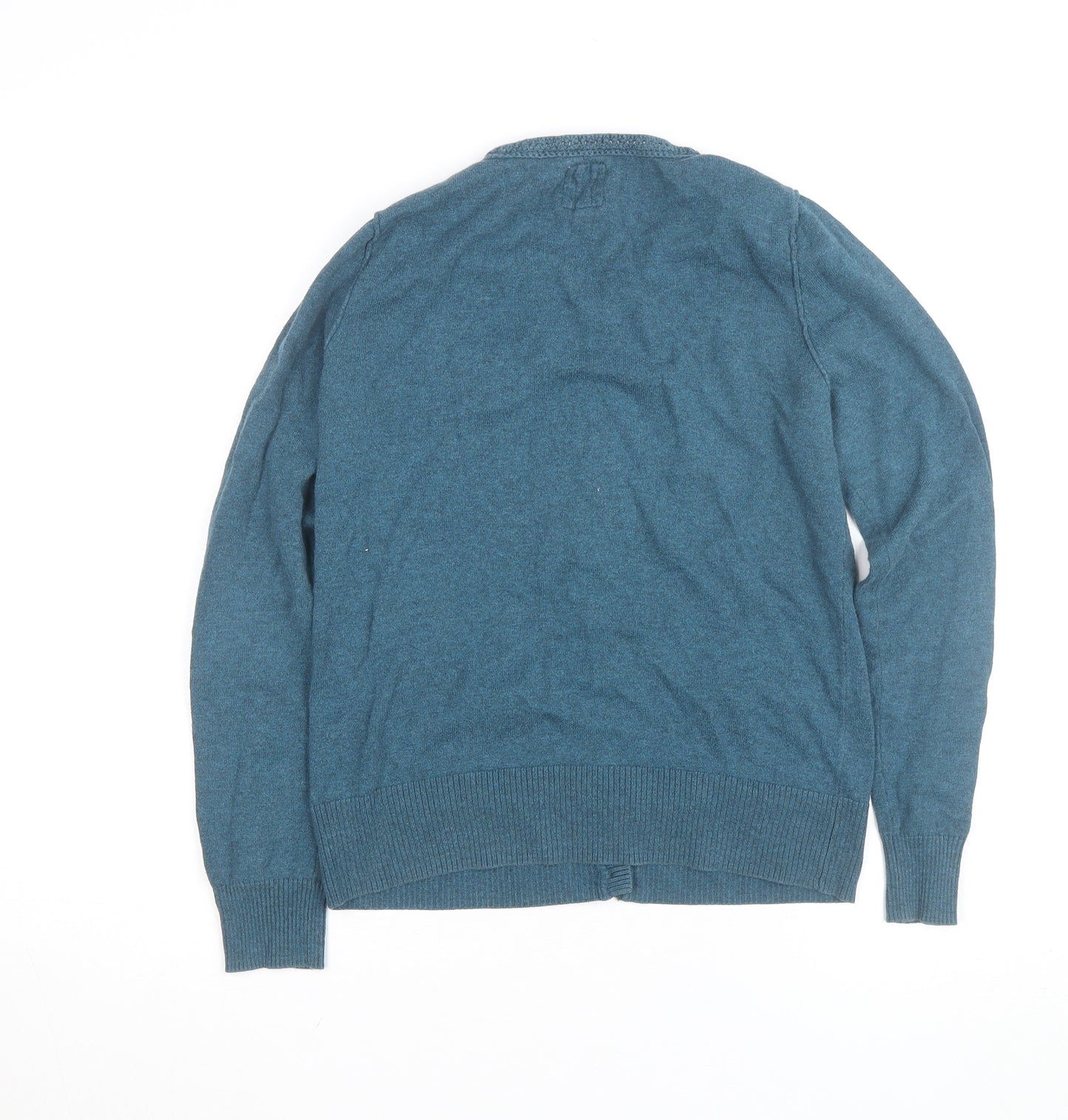 Mantanty Womens Blue Long Sleeve Knit Button Cardigan M