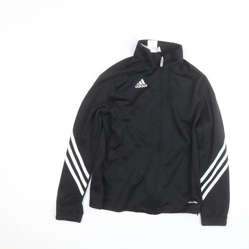 Adidas Boys Black 9-10 Years Track Jacket Climalite Full Zip Sports Top
