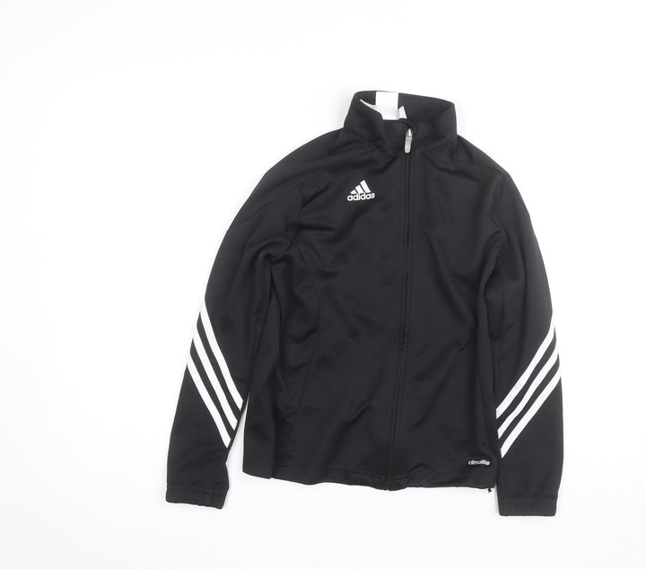 Adidas Boys Black 9-10 Years Track Jacket Climalite Full Zip Sports Top