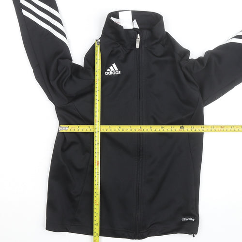 Adidas Boys Black 9-10 Years Track Jacket Climalite Full Zip Sports Top