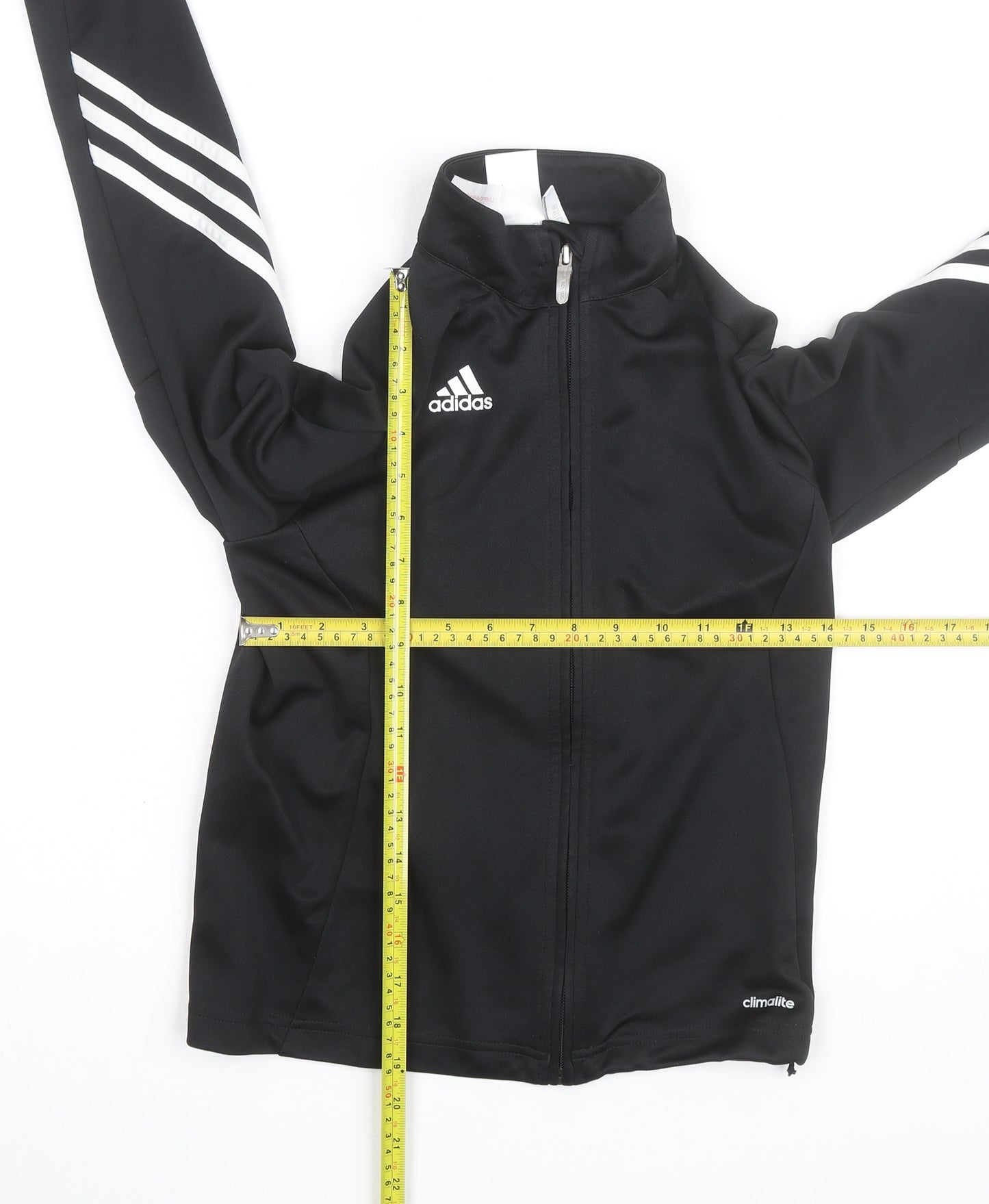 Adidas Boys Black 9-10 Years Track Jacket Climalite Full Zip Sports Top