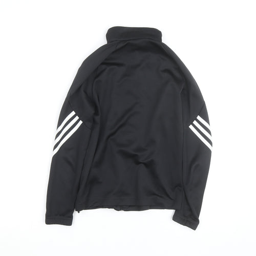 Adidas Boys Black 9-10 Years Track Jacket Climalite Full Zip Sports Top