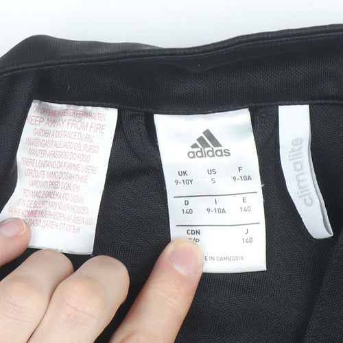 Adidas Boys Black 9-10 Years Track Jacket Climalite Full Zip Sports Top