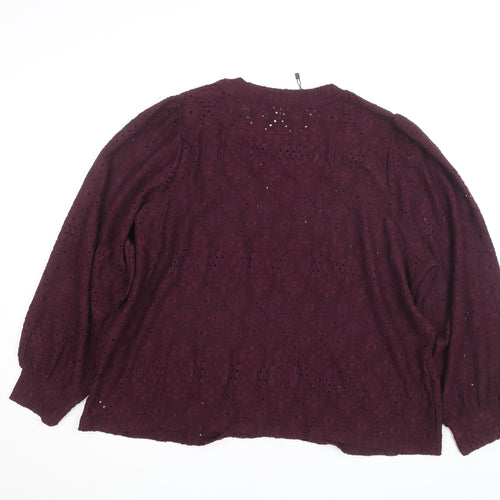 Gallery Womens Purple Lace Long Sleeve Tunic Blouse Size XL