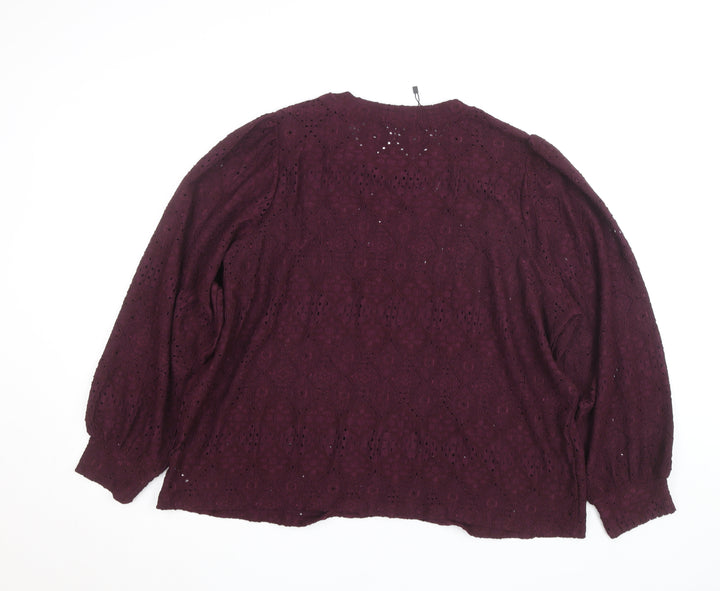 Gallery Womens Purple Lace Long Sleeve Tunic Blouse Size XL