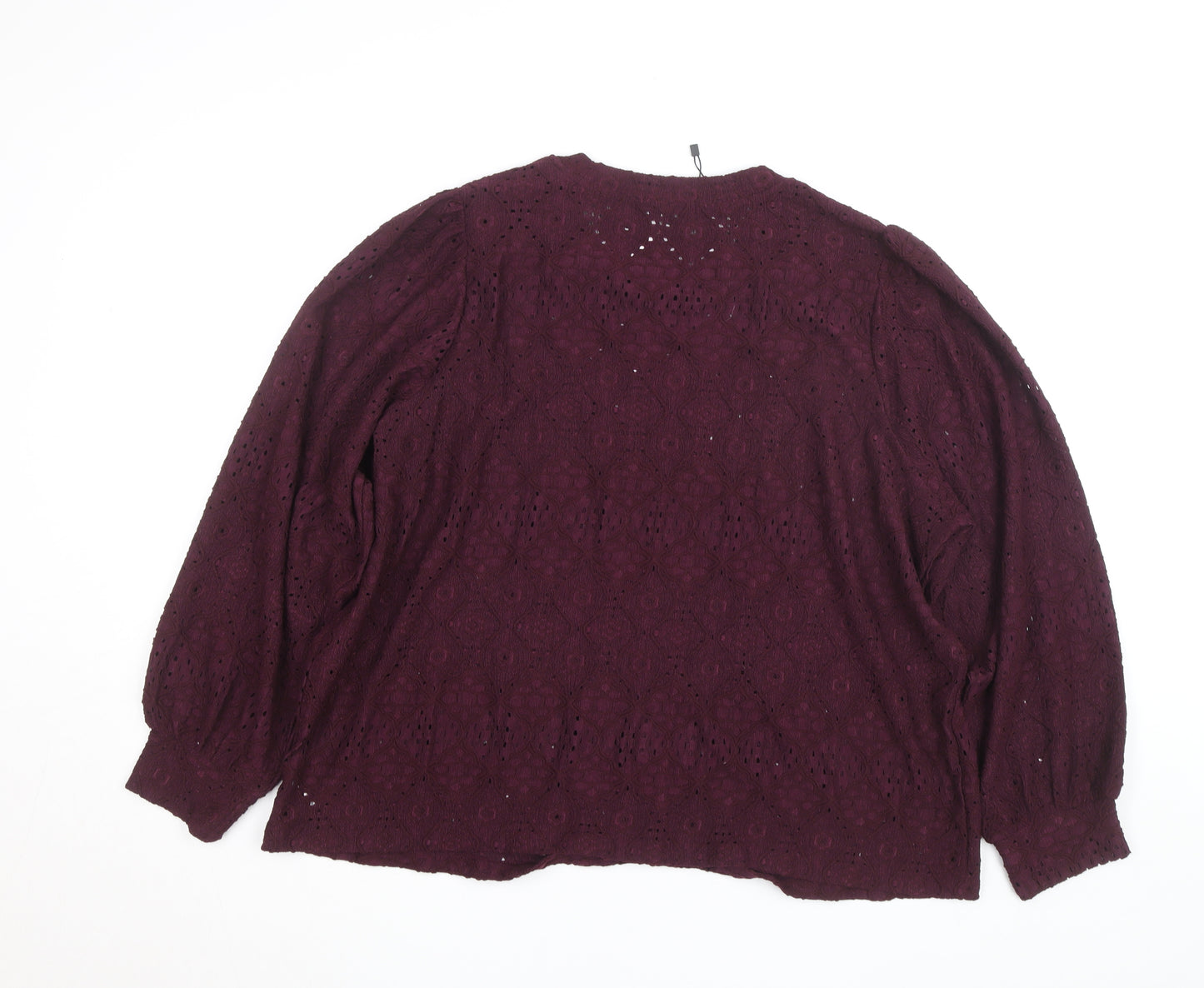 Gallery Womens Purple Lace Long Sleeve Tunic Blouse Size XL